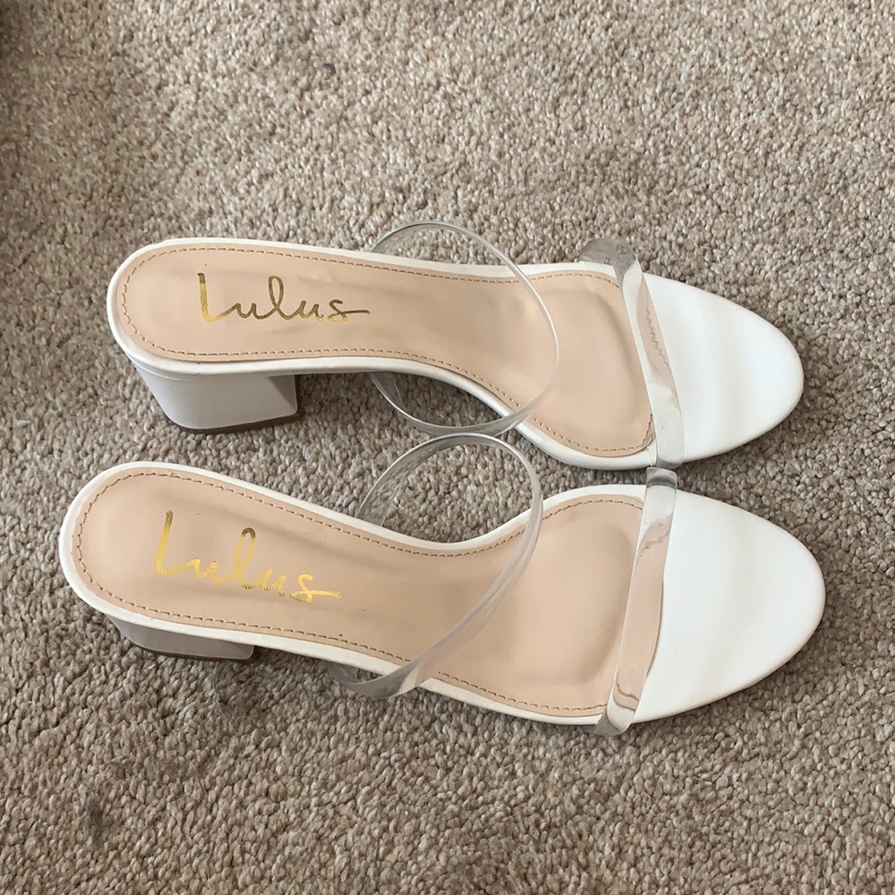 Lulus healed sandals with clear straps